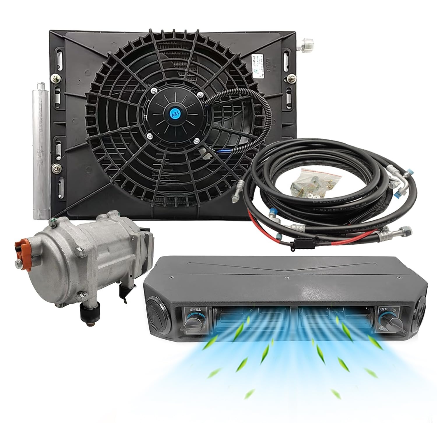 Kit completo de aire acondicionado DC: condensador, compresor y evaporador para maquinaria